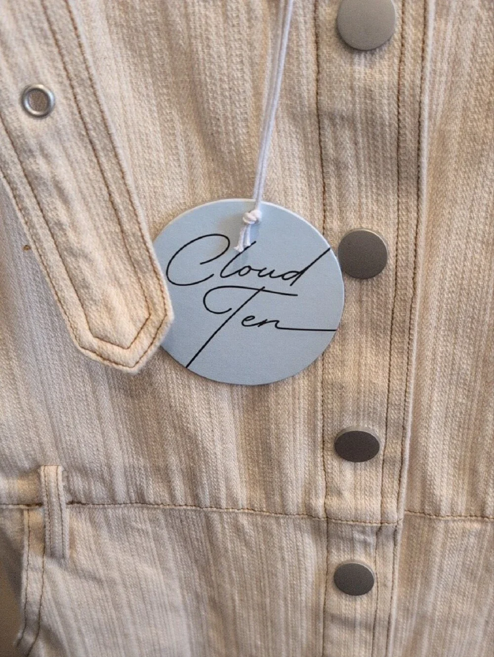 Women's Cloud Ten Denim Cream Button-Front Overall Jumper - Picture 2 of 11